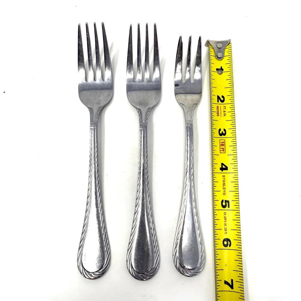 Cambridge Stainless Steel Forks‎ Set 3 Swirl Rope Edge 2 Dinner 1 Salad Carlyle